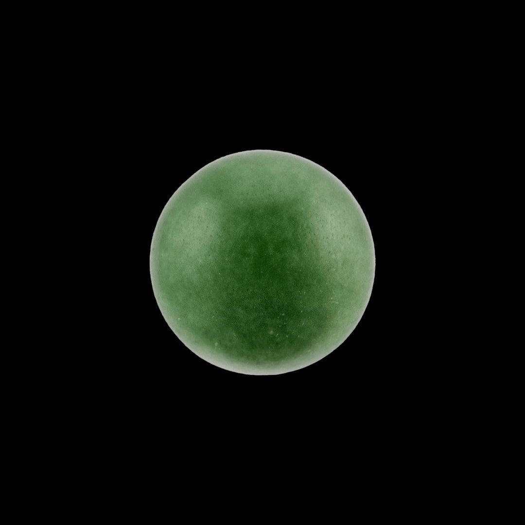 Green Aventurine sphere, a stone of prosperity, with a smooth, polished surface.