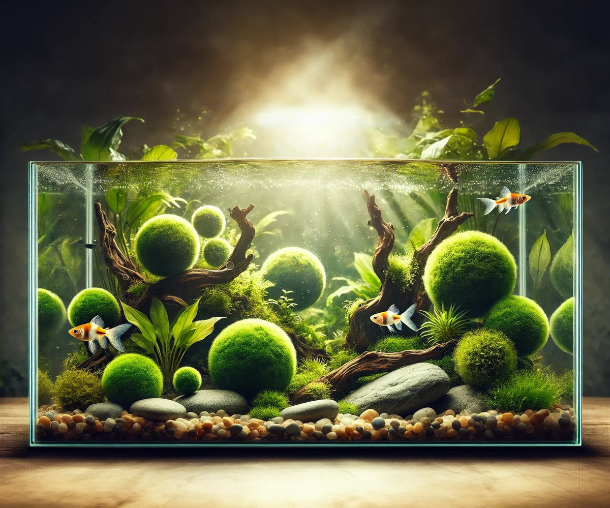 live plants in aquarium for water filtration Anubias Java Fern Marimo Moss Balls