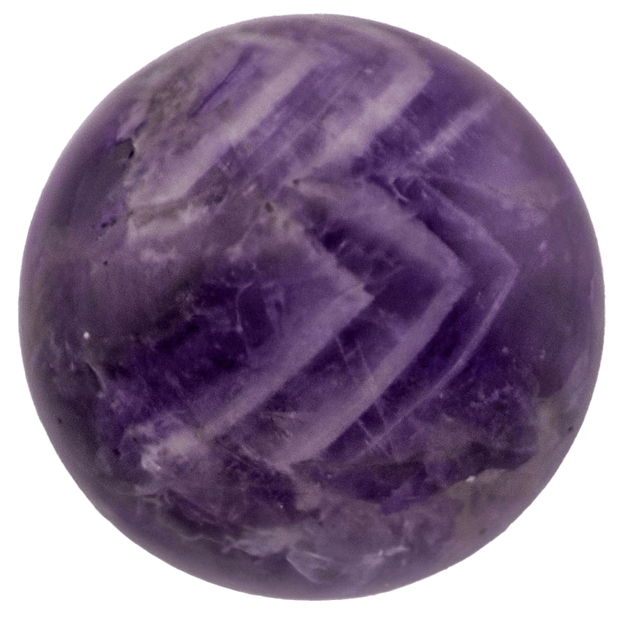 Amethyst sphere displaying deep violet shades and crystalline structure.