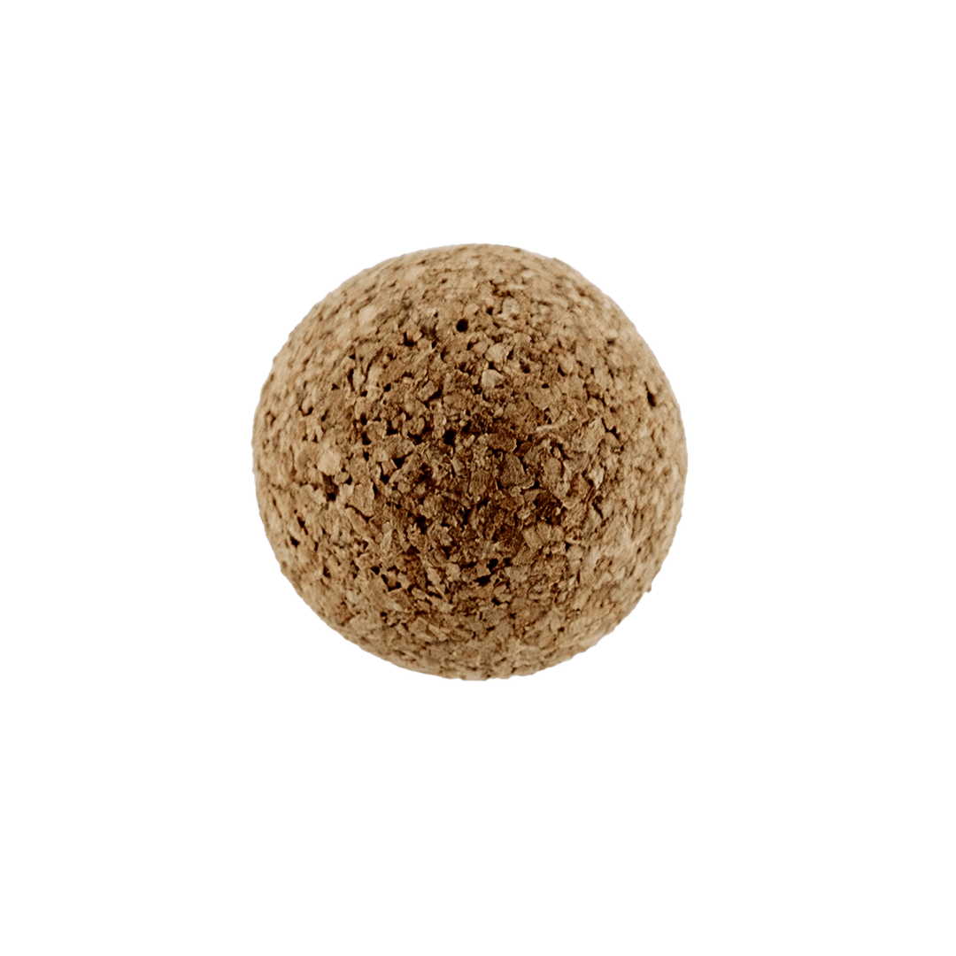 Cork sphere with a textured surface, embodying eco-friendly aesthetics.