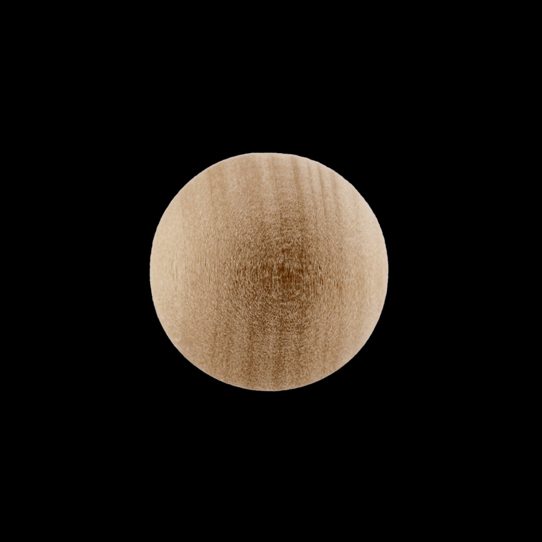 Smooth wooden sphere, showcasing the beautiful, natural wood grain.