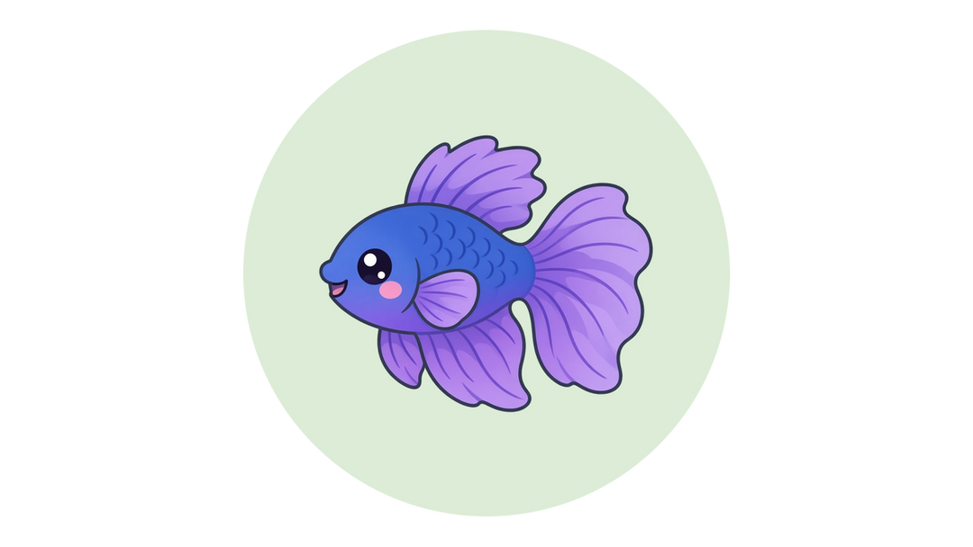 Cartoon illustration of a betta fish, a popular class pet