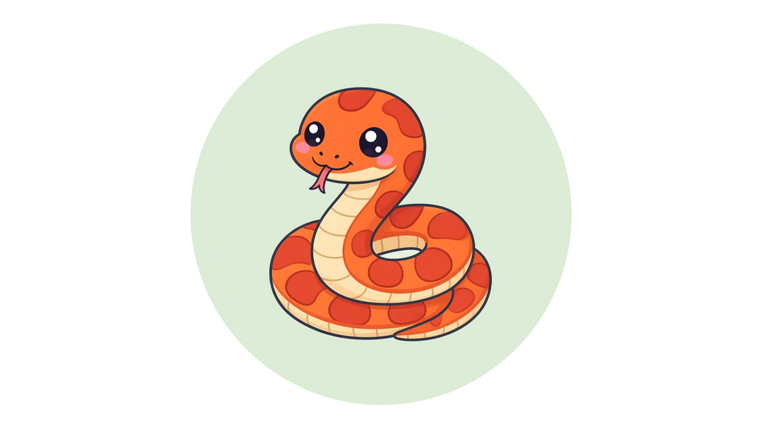 Cartoon illustration of a corn snake, a popular class pet
