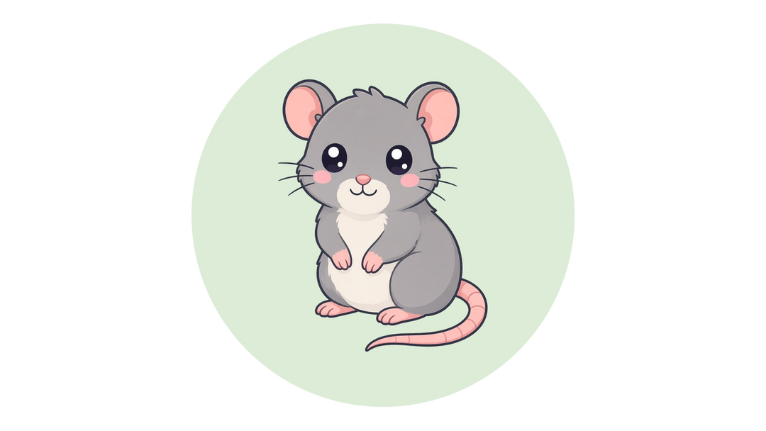 Cartoon illustration of a fancy rat, a popular class pet